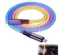 Bright USB C Cable RGB to USB C Cable 100cm, PD 66W Fast Charging Cable, Luminous USB Cable for Data Transfer and Charging, for All Type C Devices