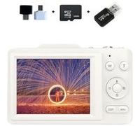 Brightake Appareil photo numérique 2,8" ,Minuterie, Smart Fixfokus, Zoom 16x, Carte mémoire 32Go, Appareil photo pour étudiants, 10,4 x 6,6 x 2,4 cm, blanc Blanc G
