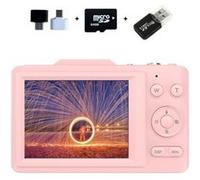 Brightake Appareil photo numérique 2,8" ,Minuterie, Smart Fixfokus, Zoom 16x, Carte mémoire 64Go, Appareil photo pour étudiants, 10,4 x 6,6 x 2,4 cm, rose Rose G