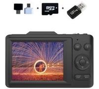 Brightake Appareil photo numérique 2,8" ,Minuterie, Smart Fixfokus, Zoom 16x, Carte mémoire 64Go, Appareil photo pour étudiants, 10,4 x 6,6 x 2,4 cm, noir Noir G