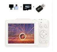 Brightake Appareil photo numérique 2,8" ,Minuterie, Smart Fixfokus, Zoom 16x, Carte mémoire 64Go, Appareil photo pour étudiants, 10,4 x 6,6 x 2,4 cm, blanc Blanc G