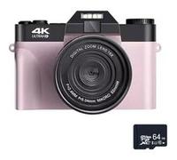 Brightake Appareil photo numérique 4K, caméra vlogging 48 MP, autofocus, anti-shake, écran rabattable à 180 degrés, zoom numérique 16x, 64Go, pour les voyages, photo, rose Rose G