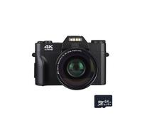 Brightake Appareil photo numérique 4K, caméra vlogging 48 MP, autofocus, anti-shake, écran rabattable à 180 degrés, zoom numérique 16x, 64Go, pour
