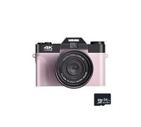 Brightake Appareil photo numérique 4K, caméra vlogging 48 MP, autofocus, anti-shake, écran rabattable à 180 degrés, zoom numérique 16x, 64Go, pour