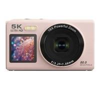 Brightake Appareil photo numérique 5K, 80MP, zoom 18X, double écran, WLAN, caméra Ultra HD, Parfait pour les selfies, le vlogging et la photographie au quotidien, 64 Go, rose Rose G