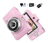 Brightake Appareil photo numérique, avec double caméra, 4800W, 2,8" écran IPS, zoom 8x, 32G, avec flash, appareil photo étudiant, pour étudiants, débutants, rose Rose G