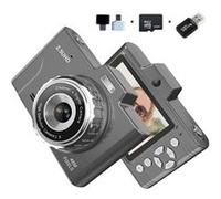 Brightake Appareil photo numérique, avec double caméra, 4800W, 2,8" écran IPS, zoom 8x, 32G, avec flash, appareil photo étudiant, pour étudiants, débutants, noir Noir G