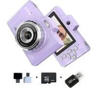 Brightake Appareil photo numérique, avec double caméra, 4800W, 2,8" écran IPS, zoom 8x, 32G, avec flash, appareil photo étudiant, pour étudiants, débutants, violet Violet G