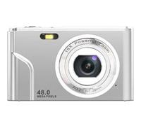 Brightake Appareil photo numérique portable, compact 32 Go, facile à prendre en main, 48 MP, écran HD, objectif zoom, écran IPS, argenté Argent G