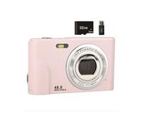 Brightake Appareil photo numérique portable, compact 32 Go, facile à prendre en main, 48 MP, écran HD, objectif zoom, écran IPS, rose