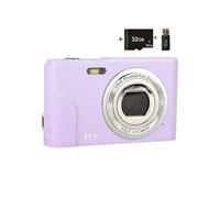 Brightake Appareil photo numérique portable, compact 32 Go, facile à prendre en main, 48 MP, écran HD, objectif zoom, écran IPS, violet