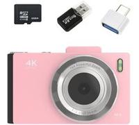 Brightake Appareil photo numérique rétro de 32 Go avec double objectif 48MP, écran IPS 2.8" , zoom 16X, autofocus, support OTG & carte SD, rose Rose G