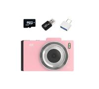 Brightake Appareil photo numérique rétro de 64 Go avec double objectif 48MP, écran IPS 2.8", zoom 16X, autofocus, support OTG & carte SD, rose
