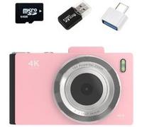 Brightake Appareil photo numérique rétro de 64 Go avec double objectif 48MP, écran IPS 2.8" , zoom 16X, autofocus, support OTG & carte SD, rose Rose G