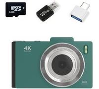 Brightake Appareil photo numérique rétro de 64 Go avec double objectif 48MP, écran IPS 2.8" , zoom 16X, autofocus, support OTG & carte SD, vert Vert G