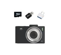Brightake Appareil photo numérique rétro de 64 Go avec double objectif 48MP, écran IPS 2.8", zoom 16X, autofocus, support OTG & carte SD, noir