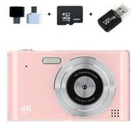 Brightake Caméra CCD, caméra étudiante 1080P, caméra Vlog, zoom 16x, 2.4" , avec carte mémoire 32GB, rose Rose G