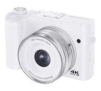 Brightake Caméra HD à écran tactile, double caméra, micro-caméra numérique 4K, pour débutants, selfie, utilisation à domicile, prises de vue en extérieur, 32 Go, blanc Blanc G