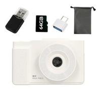 Brightake Caméra portable, caméra jouet 1080P, flip screen, lumière de remplissage 3 couleurs, CCD, rétro, carte SD 64GB, pour enfants, étudiants, blanc Blanc G