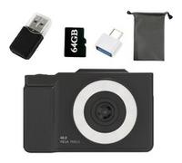 Brightake Caméra portable, caméra jouet 1080P, flip screen, lumière de remplissage 3 couleurs, CCD, rétro, carte SD 64GB, pour enfants, étudiants, noir Noir G