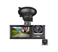 Brightake Dashcam de voiture 2 pouces avec trois caméras pour une surveillance complète des véhicules HD 1080p avec vision nocturne, noir