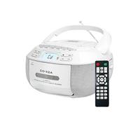 Brightake Lecteur CD avec télécommande, haut-parleur Bluetooth, lecteur de cassettes, radio, cadeau pour étudiants, grands-parents, blanc