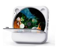 Brightake Lecteur CD Bluetooth 8 en 1 avec haut-parleur, portable, hi-fi, rechargeable, télécommande, radio FM, protection contre la poussière, affichage LED, blanc G