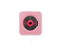 Brightake Lecteur CD Bluetooth mural, lecteur multifonctionnel, prise USB, FM, télécommande sans fil,18,9 x 18,9 x 3,7 cm, rose