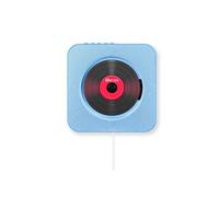 Brightake Lecteur CD Bluetooth mural, lecteur multifonctionnel, prise USB, FM, télécommande sans fil,18,9 x 18,9 x 3,7 cm, bleu