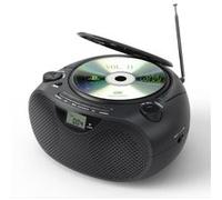Brightake Lecteur CD portable Boombox avec Bluetooth 5.0, radio FM, AUX & USB - Compatible CD-R/CD-RW/MP3/WMA, alimentation sur secteur & batterie, noir Noir G
