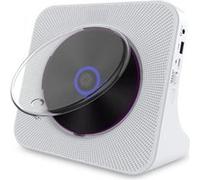 Brightake Lecteur CD rétro avec Bluetooth, rechargeable, lecture USB, radio FM avec télécommande, blanc blanc G