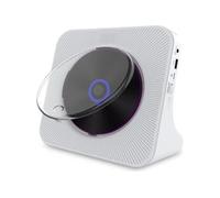 Brightake Lecteur CD rétro avec Bluetooth, rechargeable, lecture USB, radio FM avec télécommande, blanc