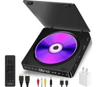 Brightake Lecteur de DVD compact pour téléviseur, lecteur HDMI/DVD avec port USB, câbles HDMI et RCA, télécommande, adaptateur, noir Noir G