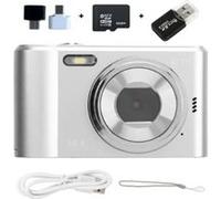 Brightake Mini caméra numérique avec lanyard, CCD, 2,4 pouces, zoom 8x, caméra vidéo portable, caméra carte, cadeau pour enfants, étudiants, argenté Argent G