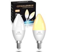 BrightArk 2x Ampoules LED Bougie E14, 4W Ampoule Bougie LED E14 Équivalent à 40W, Ampoule E14 2-en-1 400LM (4W)-50LM (0.6W) 3000K Blanc Chaud Non-Diminable pour Chambre d'enfant