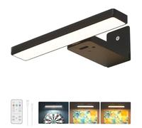 BrightArk Applique Murale pour Tableaux Sans Fil Rechargeable, Lampe Tableau avec Télécommande, 3 Températures Couleur, Angle Réglable Démontable, Éclairage Cible Fléchettes et Photos, Noir