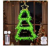 BrightArk Déco Lumineuse Noël Fenêtre - Arbre de Noël LED 8 Modes Décorations Féeriques IP44 Intérieur/Extérieur, Fonctionne sans Fil Pour Vitrine, Mur, Chambre d'Enfants, Balcon