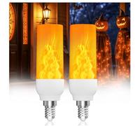 BrightArk E14 Lampe à Effet Flamme, Effet Lumière Feu Clignotant 3W LED Extérieur, 1300K Blanc Chaud avec 3 Modes d'Éclairage pour Décorations d'Halloween Noël Maison Jardin Fête Mariage