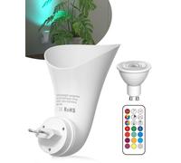 BrightArk GU10 RGB LED Applique Spot Mural avrc EU Prise para Interieur, 13 Couleurs, Luminosité Réglable, avec Minuterie et Fonction de Mémoire, avec Ampoule LED GU10