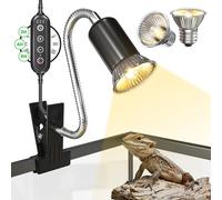 BrightArk Lampe Chauffante Tortue, Reptiles Chauffante Terrarium avec Minuteur, E27 Lampe Chauffante Terrarium avec 2 Ampoule UVA UVB 50W 360°Rotation Pour Reptiles, Amphibiens, Tortues, Serpents