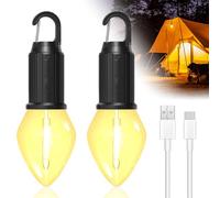 BrightArk Lampe de Camping Portable Rechargeable avec Crochet, Lanterne de Camping avec 3 Modes de Lumière, Réglage Continu de la Lumière,étanche IP65,Lampe de Tente Rechargeable pour Camping,2 Pièces