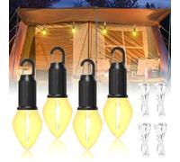 BrightArk Lampe de Camping Portable Rechargeable avec Crochet, Lanterne de Camping avec 3 Modes de Lumière, Réglage Continu de la Lumière,étanche IP65,Lampe de Tente Rechargeable pour Camping,4 Pièces