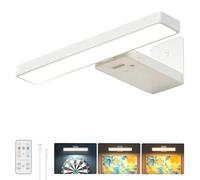 BrightArk Lampe Tableau Sans Fil Rechargeable avec Télécommande, Angle Réglable, 3 Températures de Couleur, Éclairage pour Tableaux, Photos et Cible Fléchettes, Blanc