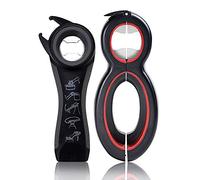 BrightBlue Ouvre-bouteilles multifonctions et ouvre-pots, outil de cuisine 5 en 1 et 6 en 1, couvercle pivotant