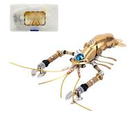 BrightBud Puzzle 3D en métal pour adulte, kit de modélisation 3D, homard mécanique steampunk, organisme marin steampunk, modèle technique de bricolage, décoration et cadeau, 100 pièces