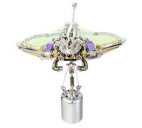 BrightBud Puzzle 3D en métal, raie du diable, steampunk mécanique, modèle en métal, avec yeux lumineux et ailes transparentes, modèle de poisson steampunk, cadeau et décoration pour adultes, 422