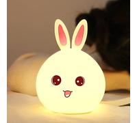BrightDaily Veilleuse LED en silicone rechargeable par USB en forme de lapin pour chambre à coucher, salon, camping