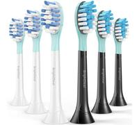 BrightDeal Lot de 6 têtes de rechange pour brosse à dents électrique Philips Sonicare ProtectiveClean 4100 5100 6100 DiamondClean 9500 ExpertClean 7500 FlexCare HealthyWhite C3 G3 W3 C2 G2, blanc et