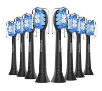 BrightDeal Sensitive - Lot de 8 têtes de brosse à dents de rechange douces compatibles avec la brosse à dents électrique Philips Sonicare - Noir