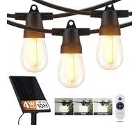 Brightech Ambience Pro Guirlande lumineuse solaire super lumineuse de 8,6 m avec télécommande avec 12 ampoules S14 incassables, LED de qualité commerciale, étanche, 4 W, blanc doux pour patio, jardin